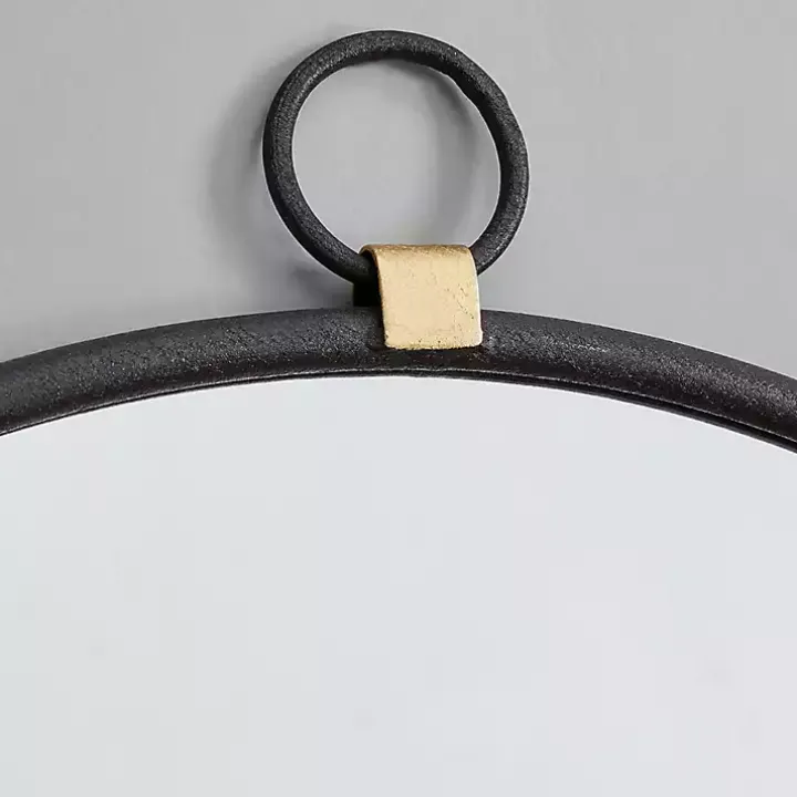 Round Black Metal Mirror with Ring