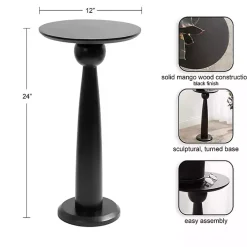 Round Black Wood Jess Accent Table