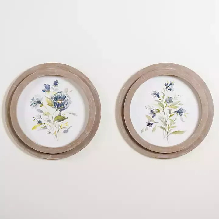 Round Blue Florals I Framed Art Print