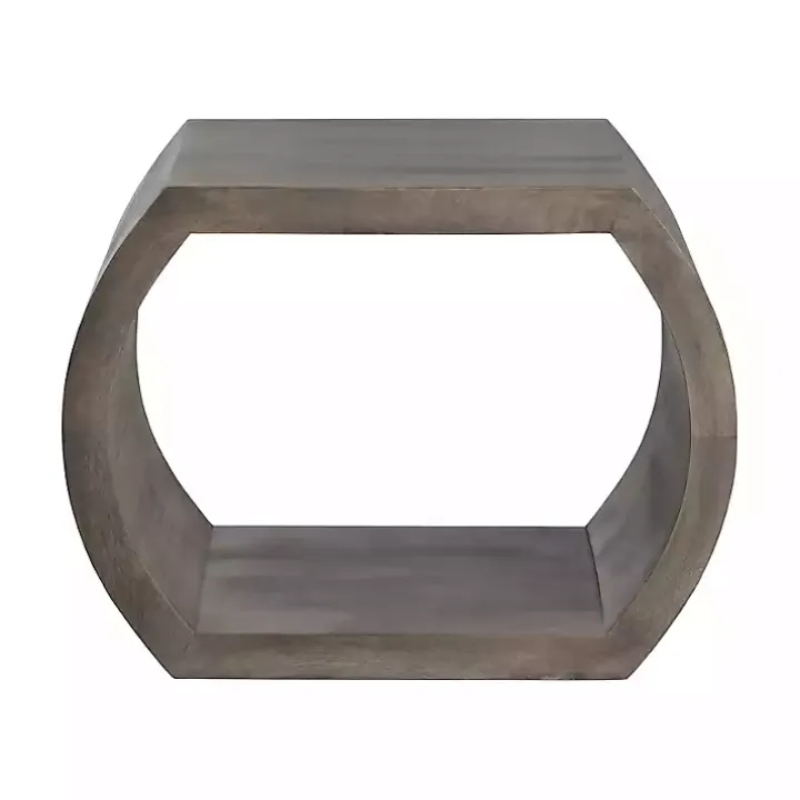 Round Brown Open Side Table