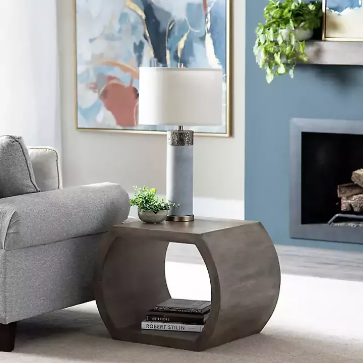 Round Brown Open Side Table