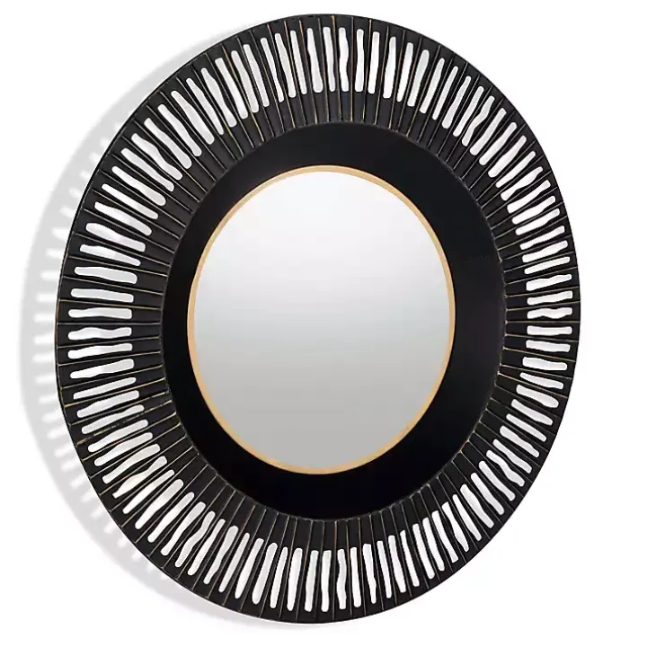 Round Cantara Black Metal Wall Mirror