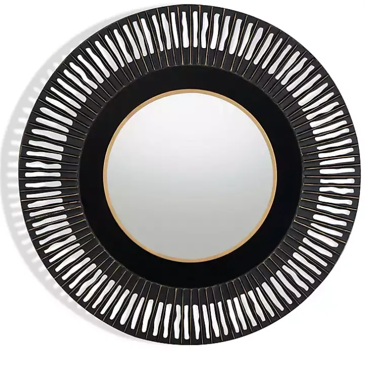 Round Cantara Black Metal Wall Mirror