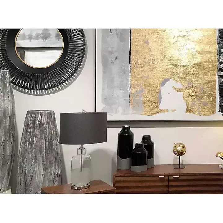 Round Cantara Black Metal Wall Mirror