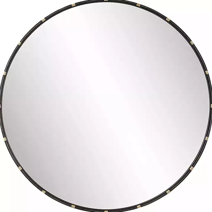 Round Dark Bronze and Gold Wall Mirror