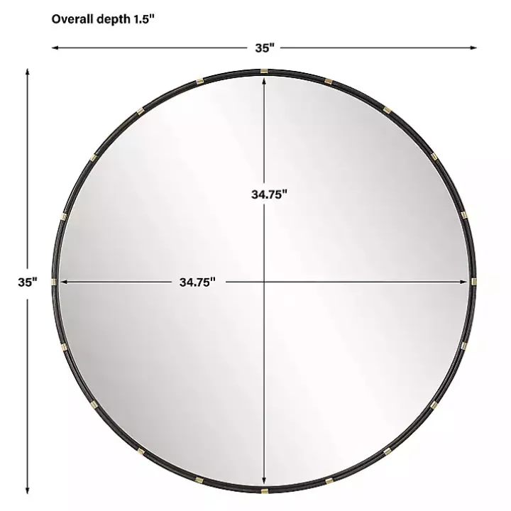 Round Dark Bronze and Gold Wall Mirror