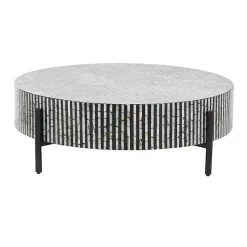 Round Geometric Stripe Shell Coffee Table