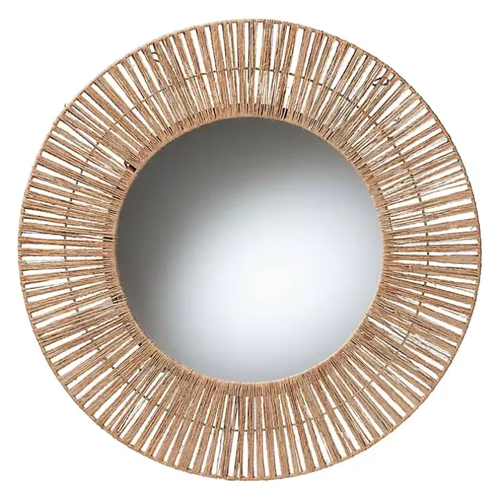 Round Geona Metal and Seagrass Wall Mirror