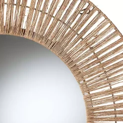 Round Geona Metal and Seagrass Wall Mirror
