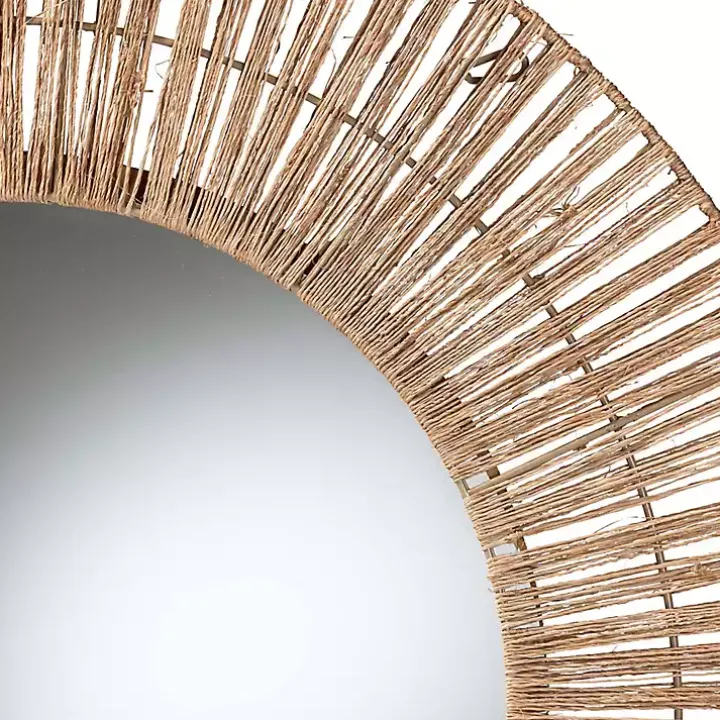 Round Geona Metal and Seagrass Wall Mirror