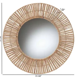 Round Geona Metal and Seagrass Wall Mirror