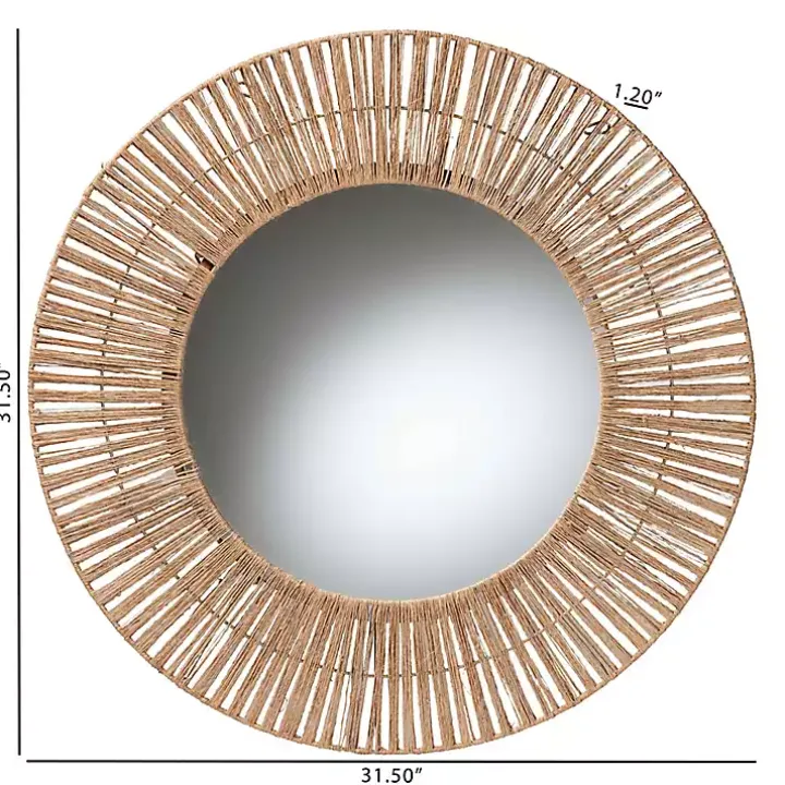 Round Geona Metal and Seagrass Wall Mirror