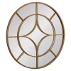 Round Gold Geometric Overlay Wall Mirror