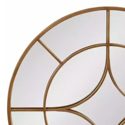 Round Gold Geometric Overlay Wall Mirror
