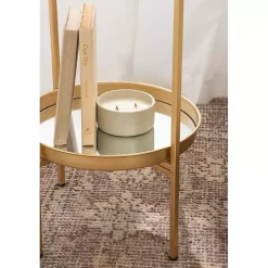 Round Gold Mirrored Foldable Accent Table