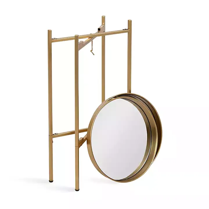 Round Gold Mirrored Foldable Accent Table