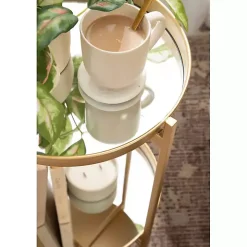 Round Gold Mirrored Foldable Accent Table