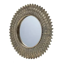 Round Gold Textured Diamond Wall Mirror