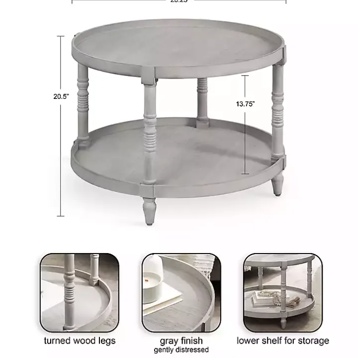 Round Gray Bellport Coffee Table