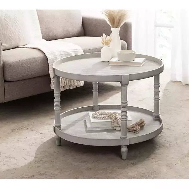 Round Gray Bellport Coffee Table