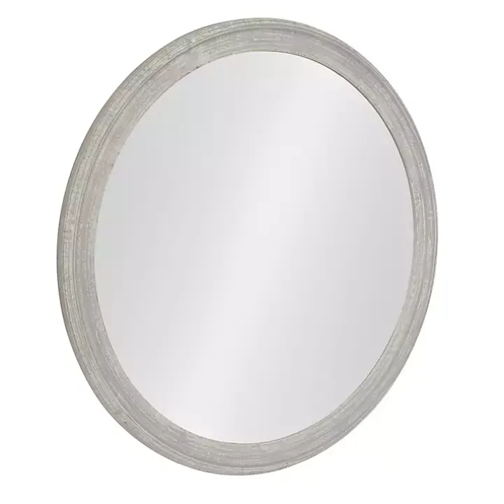 Round Gray Mansell Wood Wall Mirror