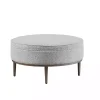 Round Gray Upholstered Ottoman