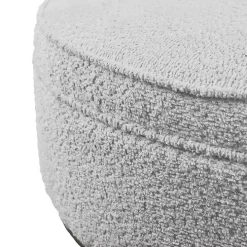 Round Gray Upholstered Ottoman