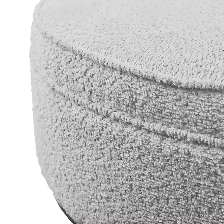 Round Gray Upholstered Ottoman