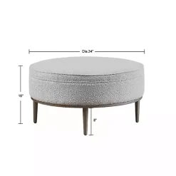 Round Gray Upholstered Ottoman
