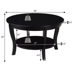 Round Graywash Curved Legs Coffee Table
