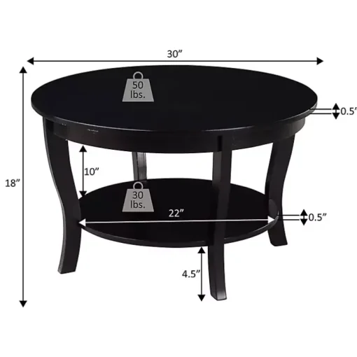 Round Graywash Curved Legs Coffee Table