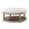 Round Ivory Cepheus Tufted Ottoman