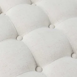 Round Ivory Cepheus Tufted Ottoman