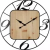 Round Metal & Square Wood Wall Clock
