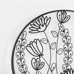 Round Metal Floral Cutout Wall Plaque