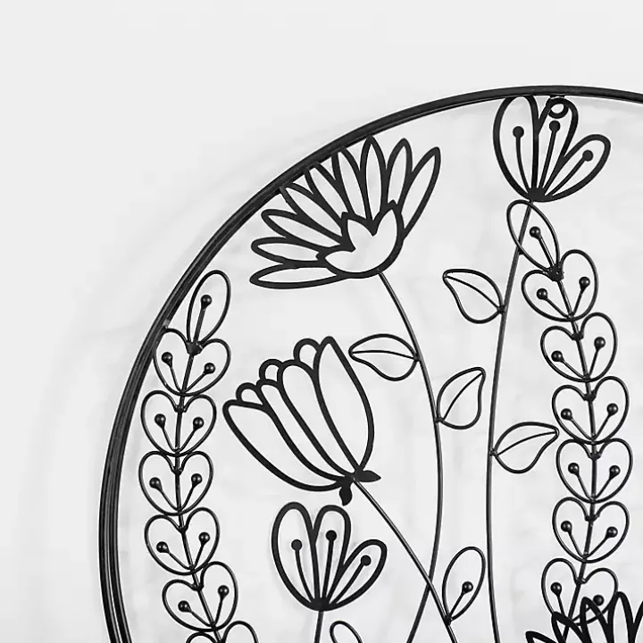 Round Metal Floral Cutout Wall Plaque