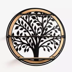Round Metal Tree 3-Tier Wall Shelf