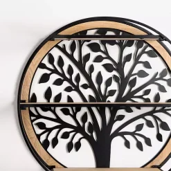 Round Metal Tree 3-Tier Wall Shelf