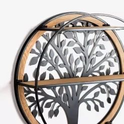 Round Metal Tree 3-Tier Wall Shelf