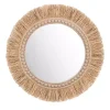 Round Natural Rattan Beaded Wall Mirror
