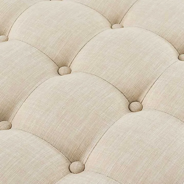 Round Tan Cepheus Tufted Ottoman