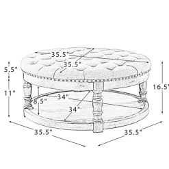 Round Tan Cepheus Tufted Ottoman