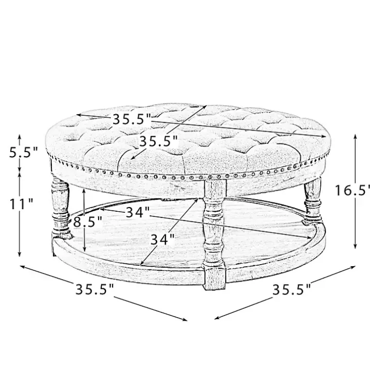 Round Tan Cepheus Tufted Ottoman