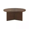Round Walnut Wood Starburst Coffee Table