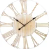 Round White Metal and Wood Wall Clock