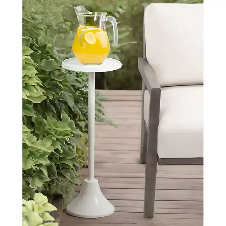 Round White Metal Layla Accent Table