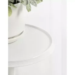 Round White Metal Layla Accent Table