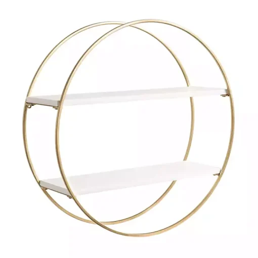 Round White Wood Sequoia Wall Shelf