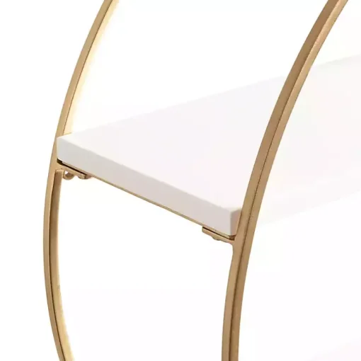 Round White Wood Sequoia Wall Shelf