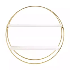 Round White Wood Sequoia Wall Shelf